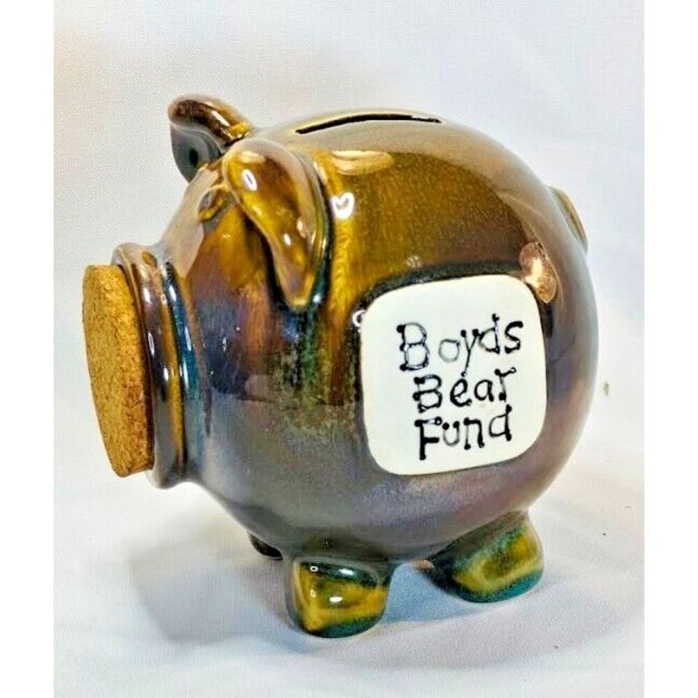 Boyds Bears Pottery Corky Piggy Bank BOYDS BEAR FUND Glazed Collectible